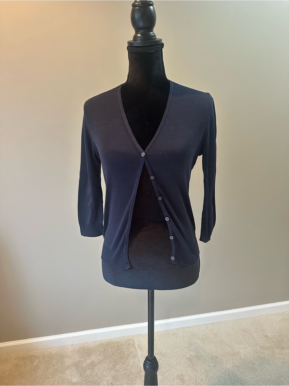 Brooks Brothers Navy Crewneck Lightweight Cardigan Sweater Top Size XS